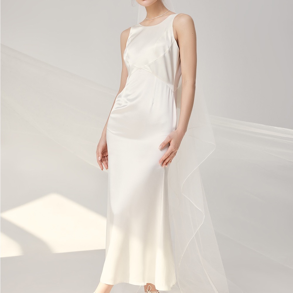 Open Back Bowknot Silk Dress- Silk Maison Brand